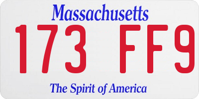 MA license plate 173FF9