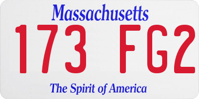 MA license plate 173FG2