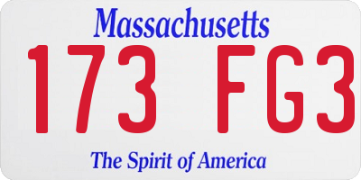 MA license plate 173FG3