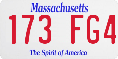 MA license plate 173FG4