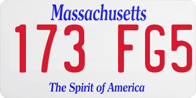 MA license plate 173FG5