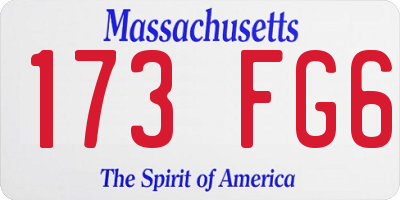 MA license plate 173FG6