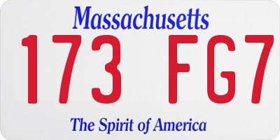 MA license plate 173FG7