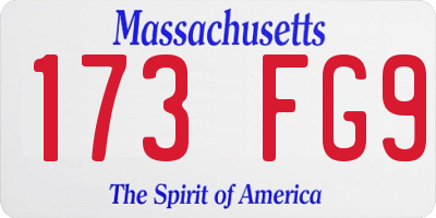 MA license plate 173FG9