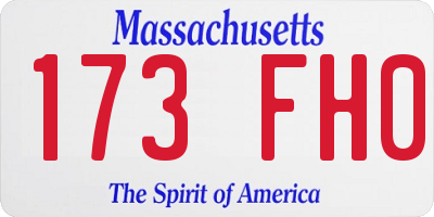 MA license plate 173FH0