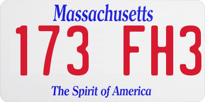 MA license plate 173FH3