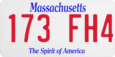 MA license plate 173FH4