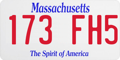 MA license plate 173FH5