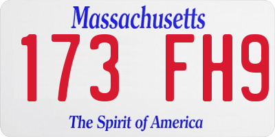 MA license plate 173FH9