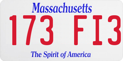 MA license plate 173FI3