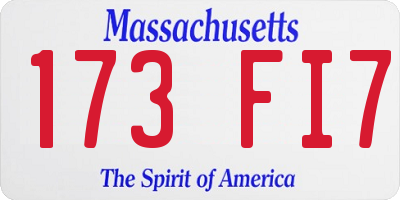 MA license plate 173FI7