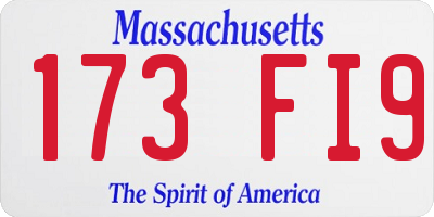 MA license plate 173FI9