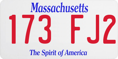 MA license plate 173FJ2