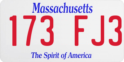 MA license plate 173FJ3