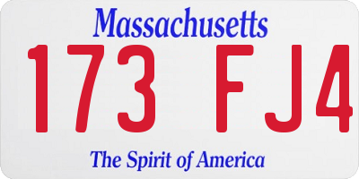 MA license plate 173FJ4