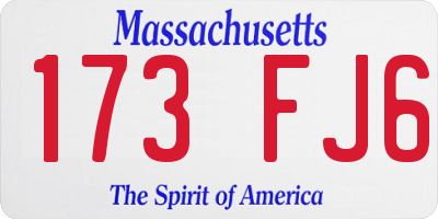 MA license plate 173FJ6