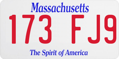 MA license plate 173FJ9