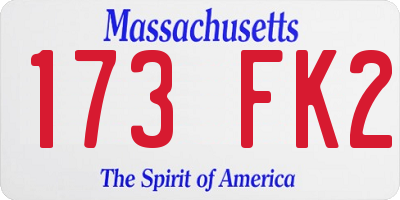 MA license plate 173FK2