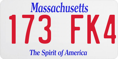 MA license plate 173FK4