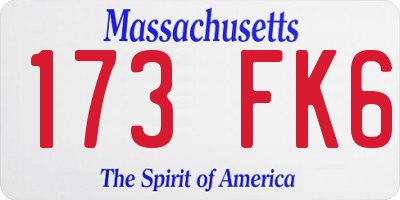 MA license plate 173FK6