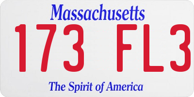 MA license plate 173FL3