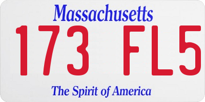 MA license plate 173FL5