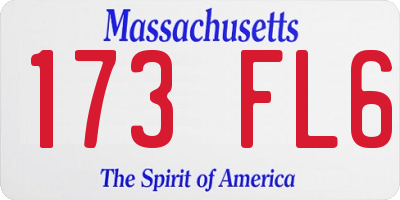 MA license plate 173FL6