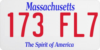 MA license plate 173FL7