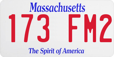 MA license plate 173FM2