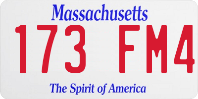 MA license plate 173FM4