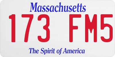 MA license plate 173FM5