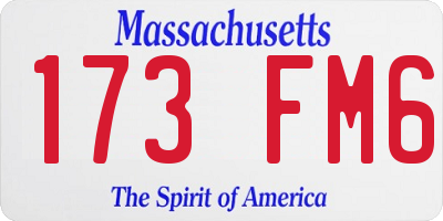 MA license plate 173FM6