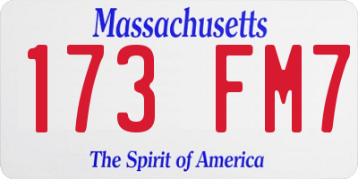 MA license plate 173FM7