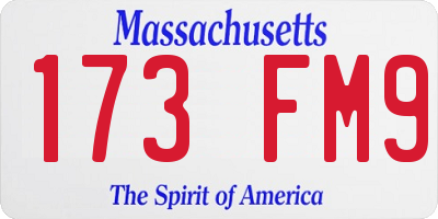 MA license plate 173FM9