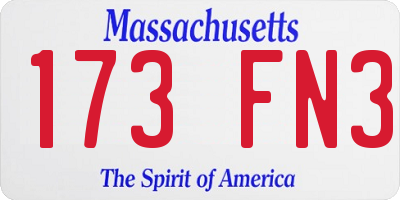 MA license plate 173FN3