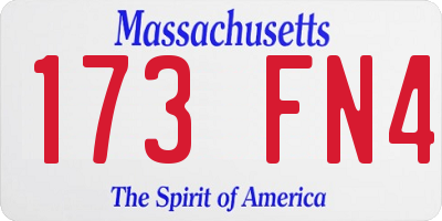 MA license plate 173FN4