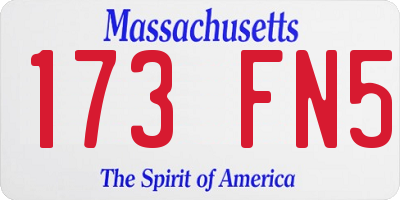 MA license plate 173FN5