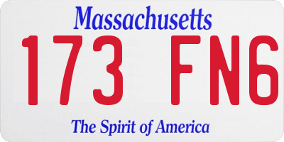 MA license plate 173FN6