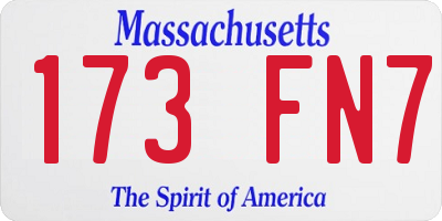 MA license plate 173FN7