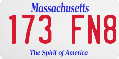 MA license plate 173FN8