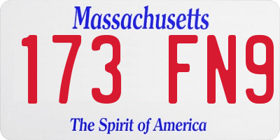 MA license plate 173FN9