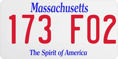 MA license plate 173FO2