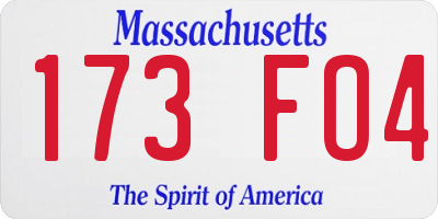 MA license plate 173FO4