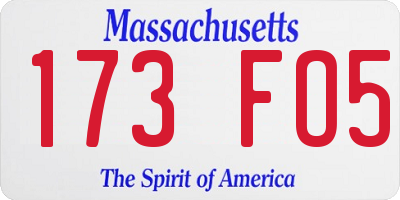 MA license plate 173FO5