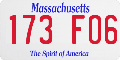 MA license plate 173FO6