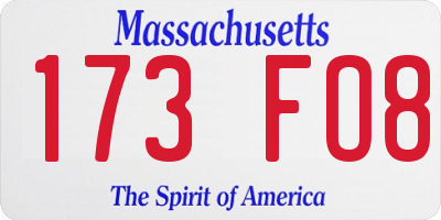 MA license plate 173FO8