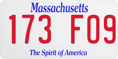 MA license plate 173FO9
