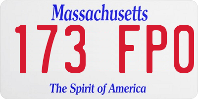 MA license plate 173FP0