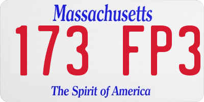 MA license plate 173FP3