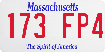 MA license plate 173FP4